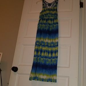 Teal tie-dye maxi